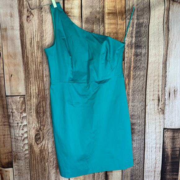J. Crew Factory One Shoulder Teal Dress 18 NWT Cocktail Wedding Guest Event - Picture 2 of 9